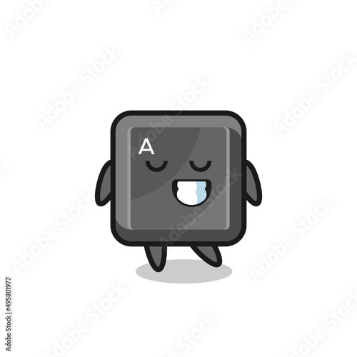 keyboard button cartoon illustration with a shy expression