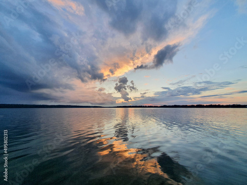 Photography Beautiful breathtaking view of a lake and the sky with clouds and their reflecti