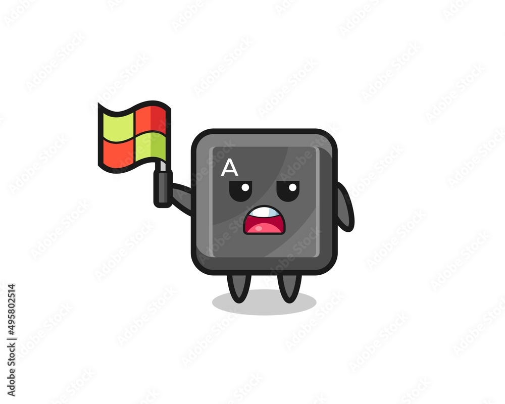 keyboard button character as line judge putting the flag up keyboard button character as line judge putting the flag up