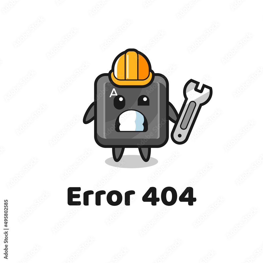 error 404 with the cute keyboard button mascot