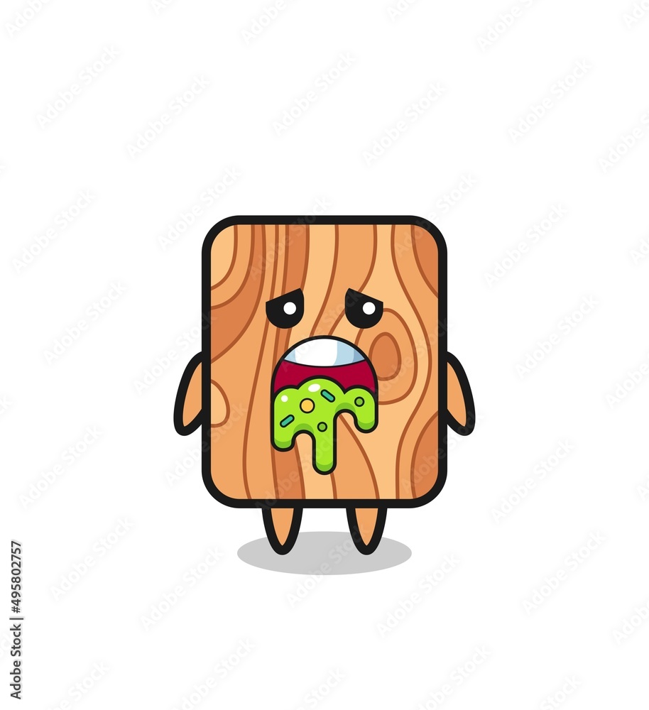 Obraz premium the cute plank wood character with puke