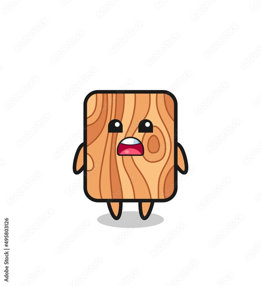 Obraz premium plank wood illustration with apologizing expression, saying I am sorry