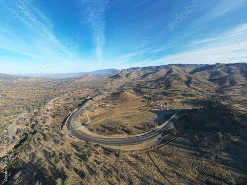 Aerial shot of a road in Tehachapi Loop, California photo