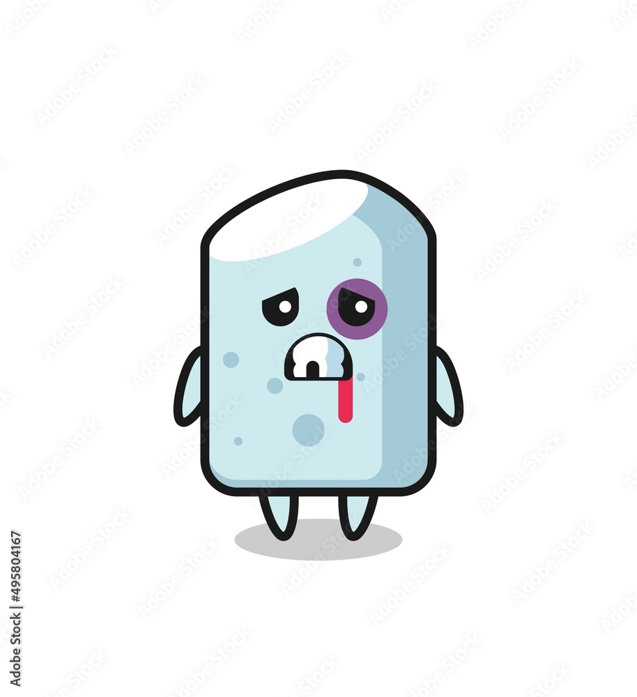 injured chalk character with a bruised face