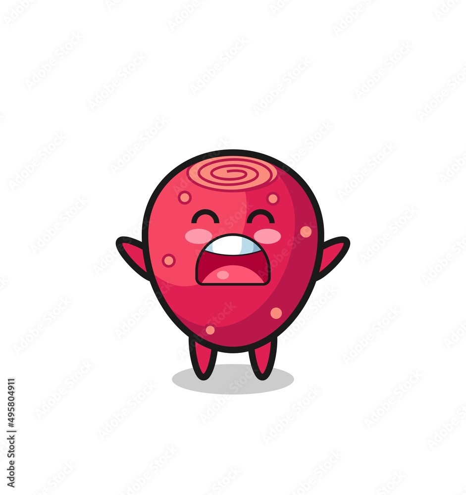 cute prickly pear mascot with a yawn expression