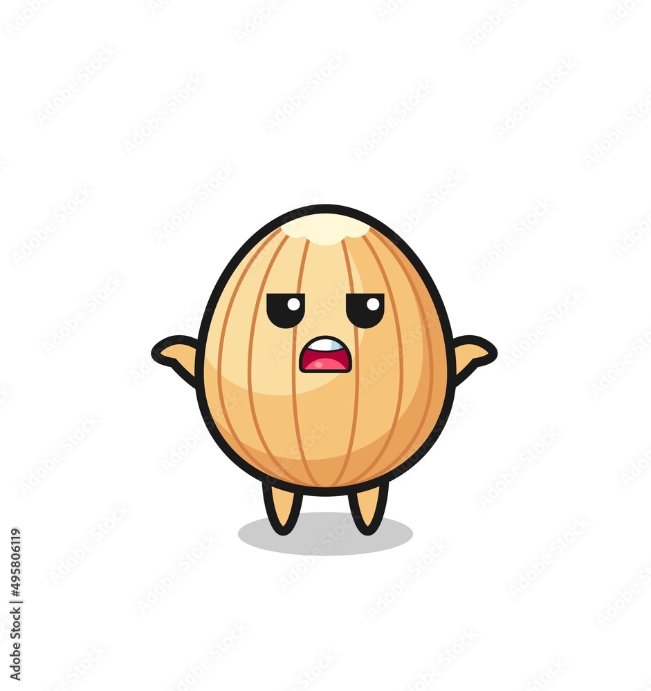 almond mascot character saying I do not know almond mascot character saying I do not know