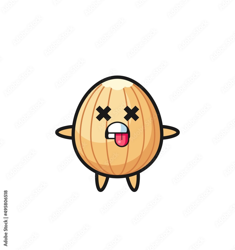 character of the cute almond with dead pose character of the cute almond with dead pose