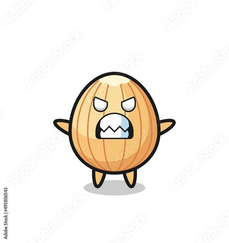 wrathful expression of the almond mascot character