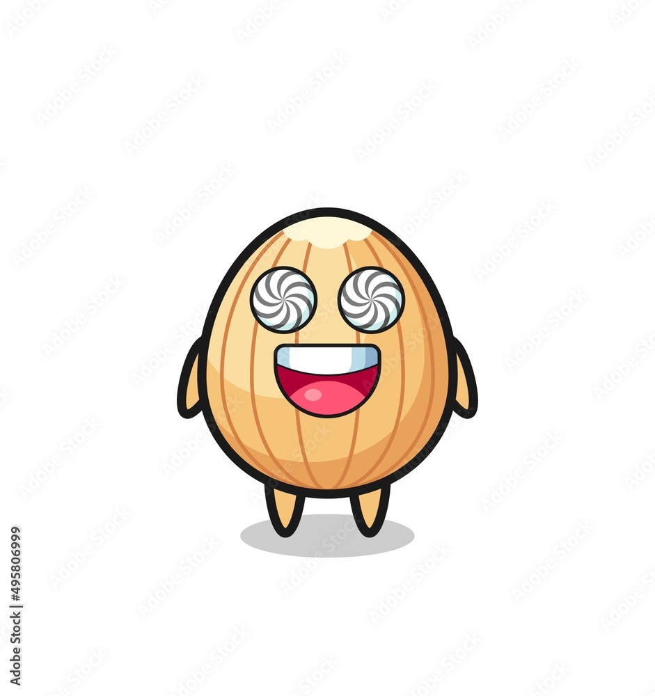 cute almond character with hypnotized eyes cute almond character with hypnotized eyes