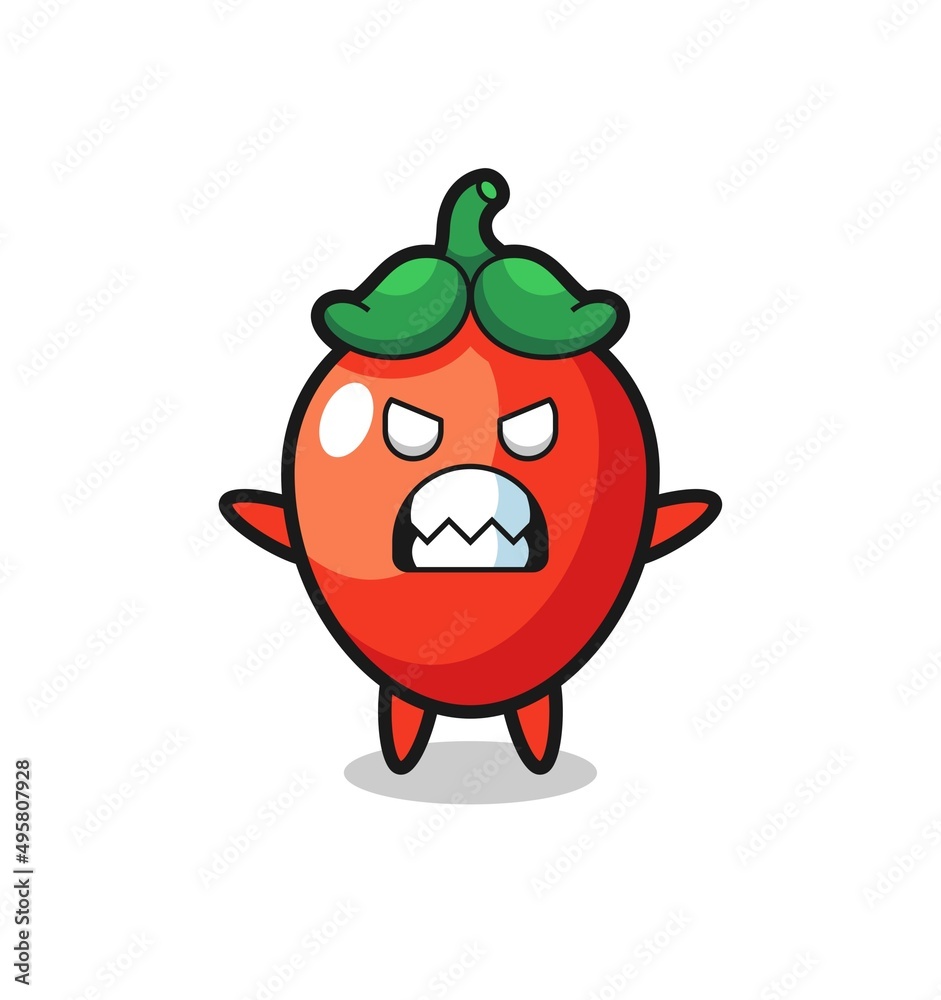 wrathful expression of the chili pepper mascot character wrathful expression of the chili pepper mascot character