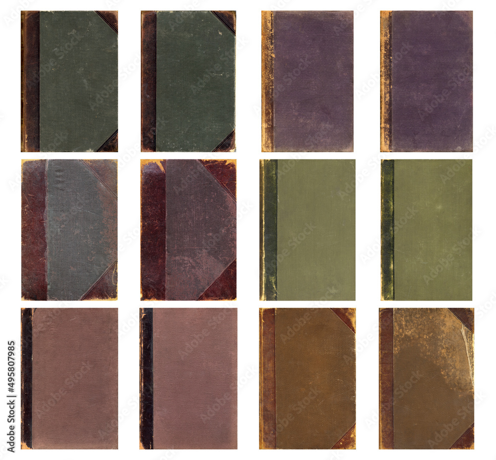 Fototapeta premium Blank old book covers. Set of vintage textures. Rough faded surface. Perfect for background and retro style design. Empty place for text.