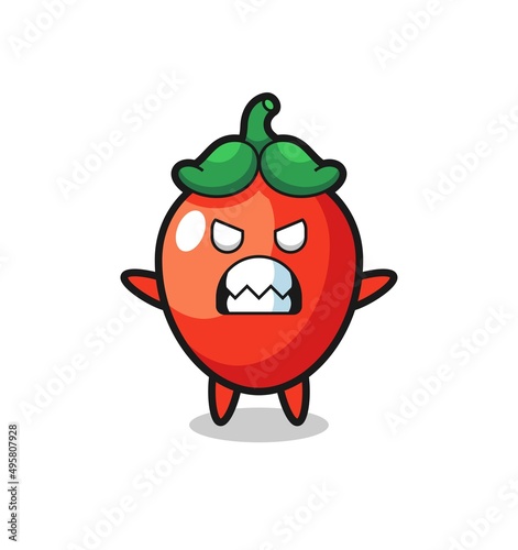 wrathful expression of the chili pepper mascot character