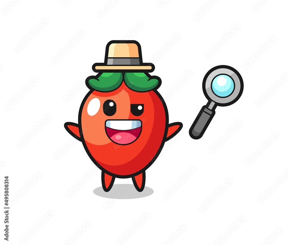 illustration of the chili pepper mascot as a detective who manages to solve a case
