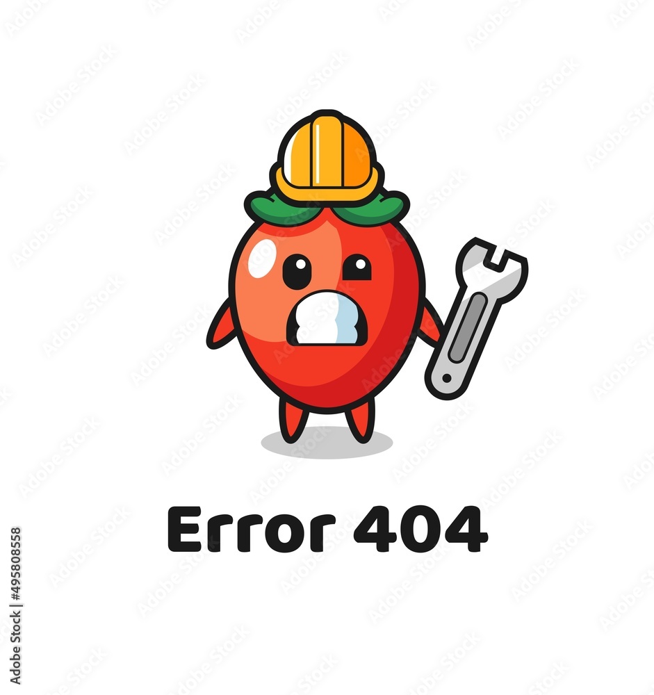 Obraz premium error 404 with the cute chili pepper mascot