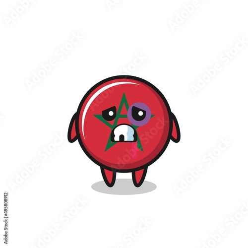 injured morocco flag character with a bruised face