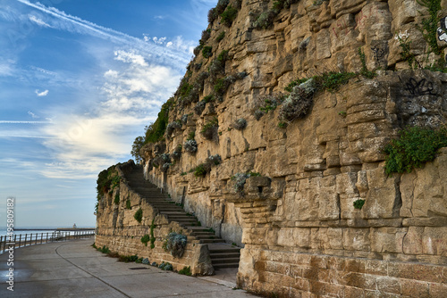 View of man-made Pulhamite rocks on the cliff face in Ramsgate photo