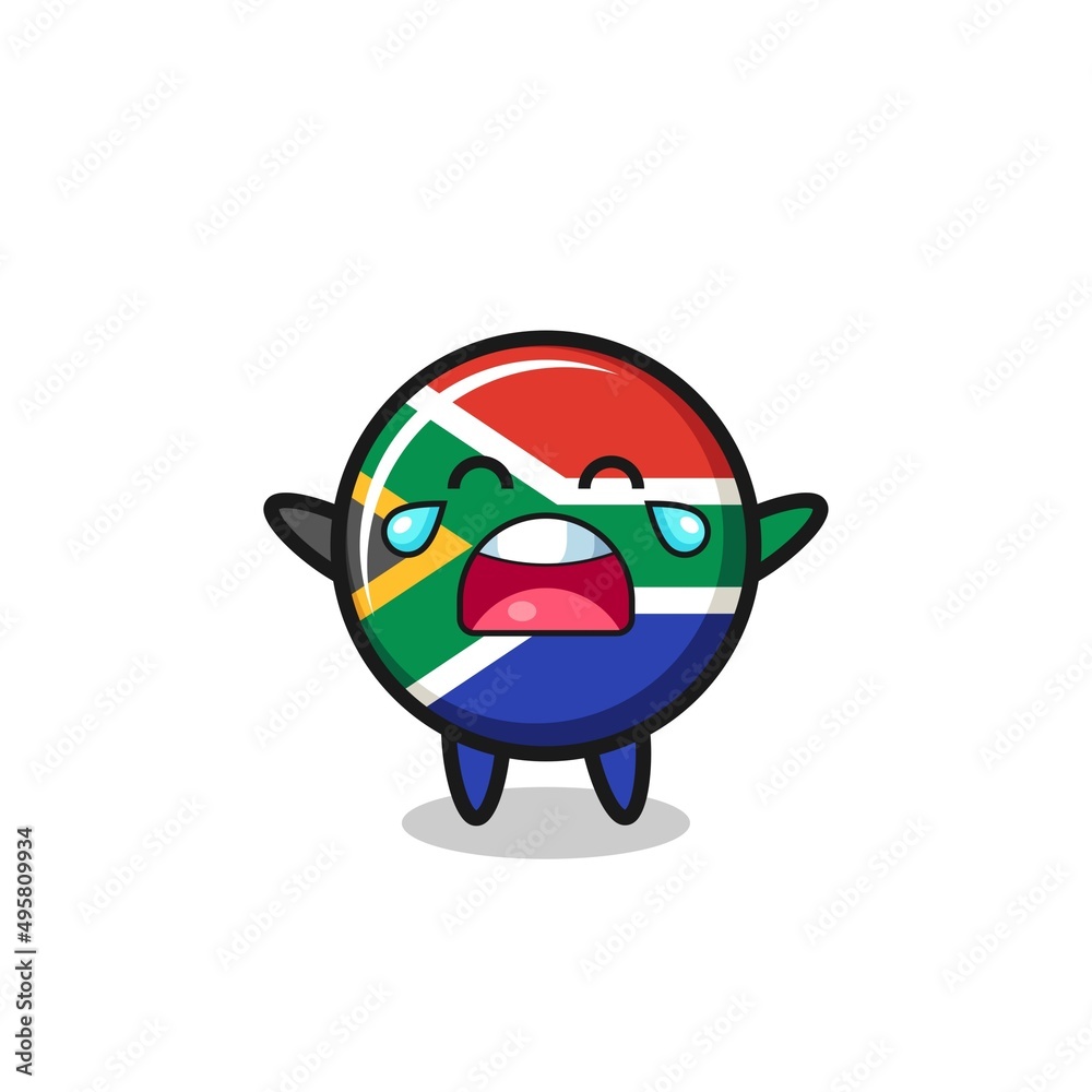 Fototapeta premium the illustration of crying south africa flag cute baby