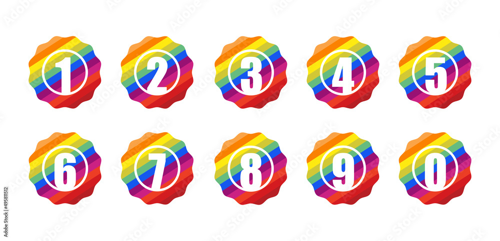 Obraz premium Colorful Numeric Badge Icon in Trendy Flat Style Isolated Vector Illustration.