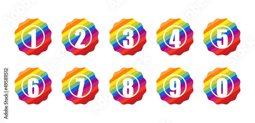Colorful Numeric Badge Icon in Trendy Flat Style Isolated Vector Illustration.