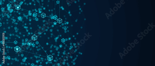 Smart contracts decentralized business computer protocol on blockchain network  - illustration rendering photo