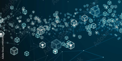 Wallpaper Mural Blockchain supply chain business smart contract solution network protocol - illustration rendering Torontodigital.ca