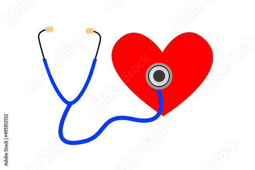 Simple Vector Illustration for Heart Control, Isolated on White
