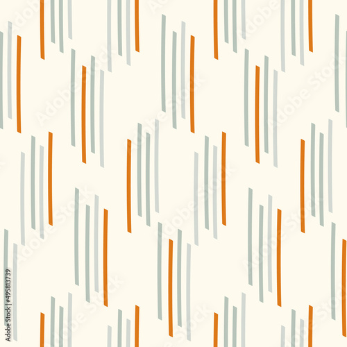 Natural chic boho stripe seamless pattern in ditzy style. Hand drawn organic fashion print. Modern summer nature ticking in trendy vintage country cottagecore color. 
