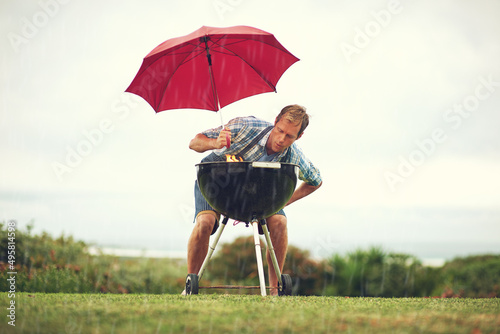 Quadro su tela The rain wont stop my barbecue