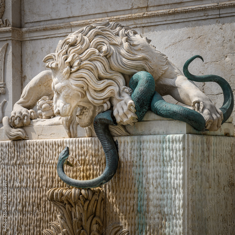 Lion and Snake statue Stock Photo Adobe Stock
