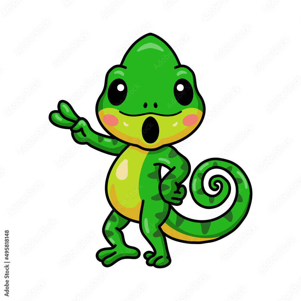 Cute little chameleon cartoon posing Cute little chameleon cartoon posing
