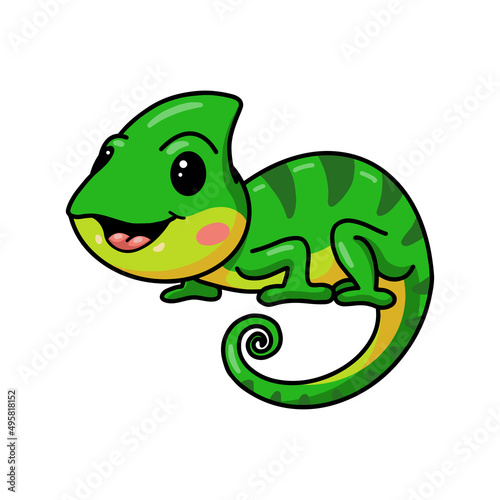 Cute little chameleon cartoon character