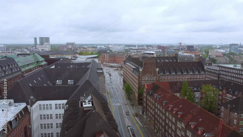 Aerial view over the city center of Hamburg - aerial photography Aerial view over the city center of Hamburg - aerial photography