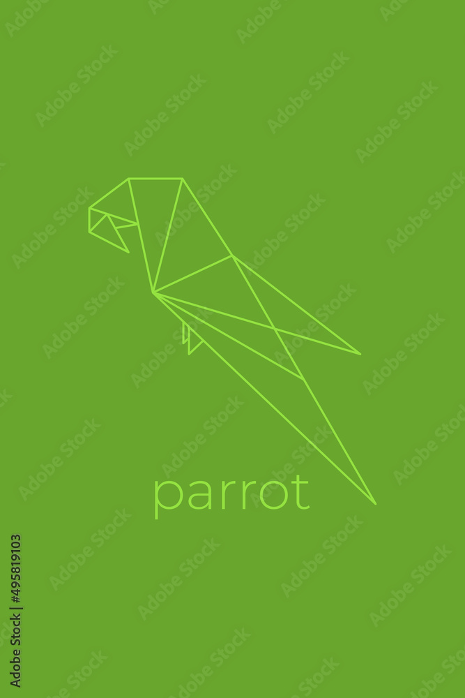 Obraz premium Bird origami. Abstract line art bird logo design. Animal origami. Animal line art.Pet shop outline illustration. Vector illustration