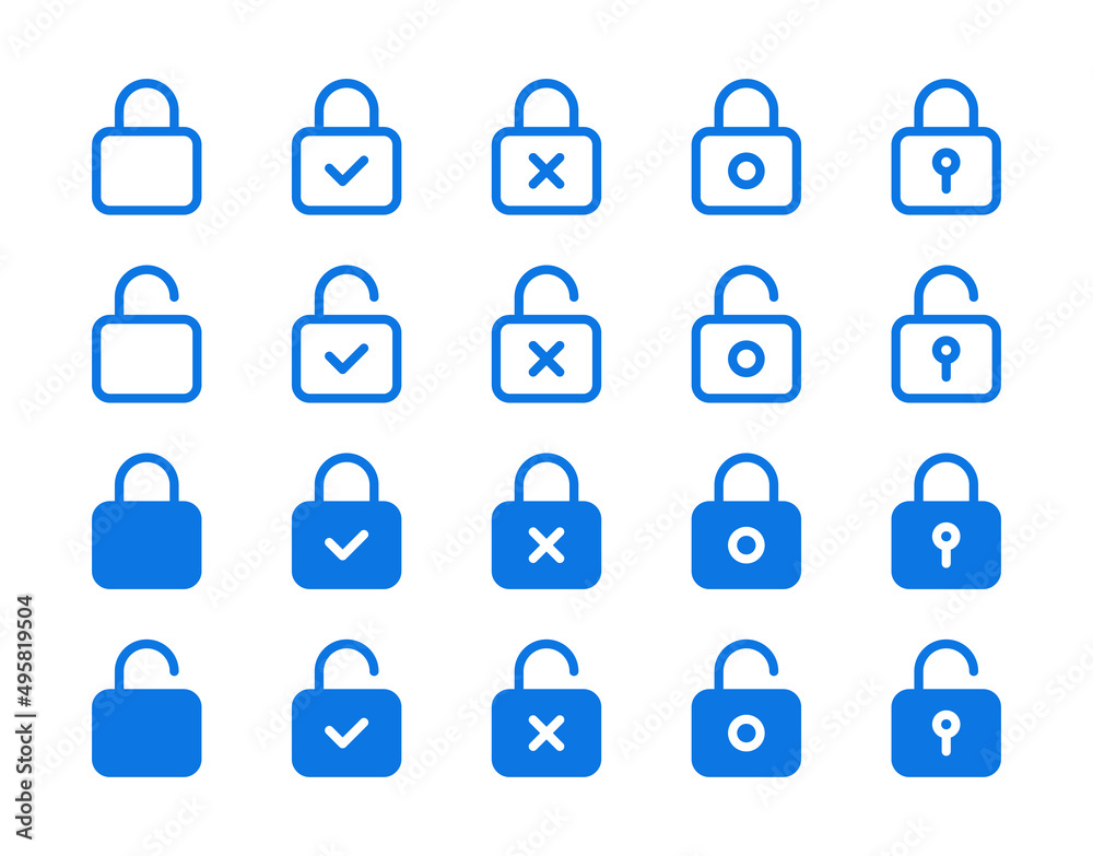 Locked and unlock icon collection. Padlock icon set. Security concept Locked and unlock icon collection. Padlock icon set. Security concept