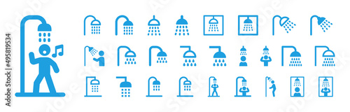 Fotografia Shower icon collection. Shower icon vector in blue design.