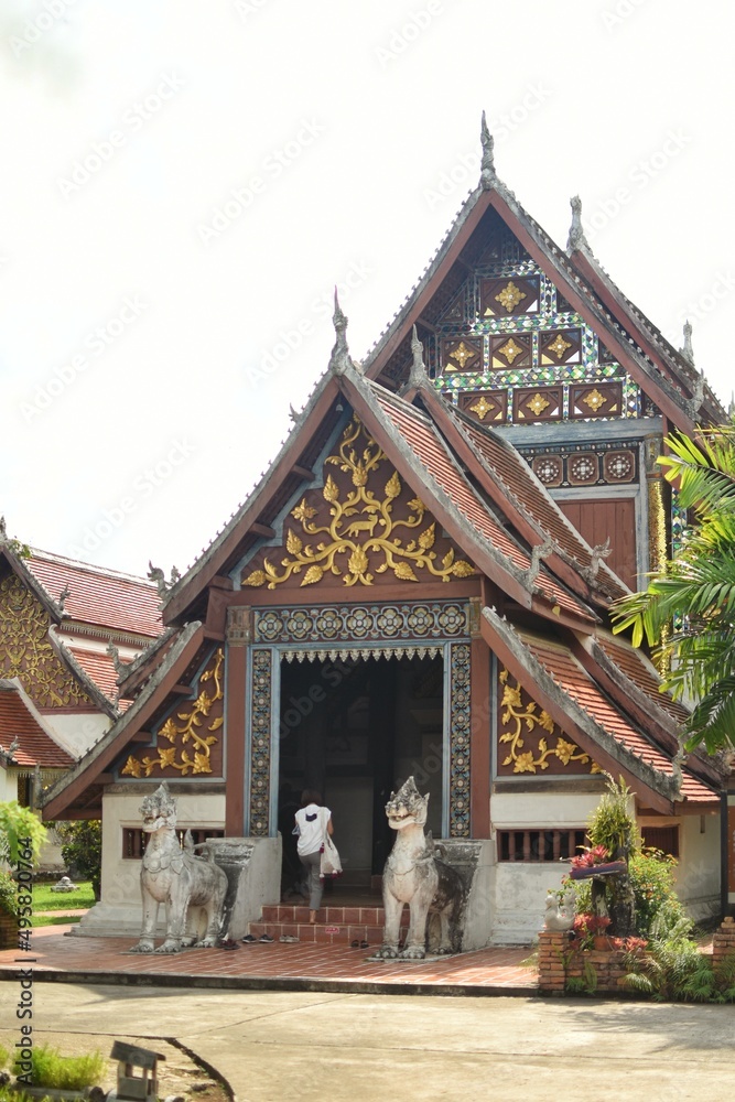 Outside of the main chapel of Nong Bua temple, Nan province, THAILAND.