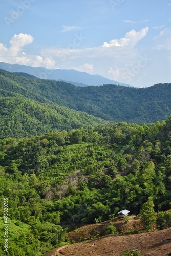 Obraz na płótnie Mountain range scenery at road to Doi Sakat, Pua District, Nan Province, THAILAND. w salonie
