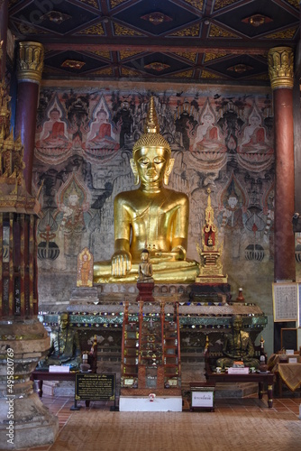 Golden Buddha image inside the main chapel of Nong Bua temple in Nan province, THAILAND. © PRANGKUL