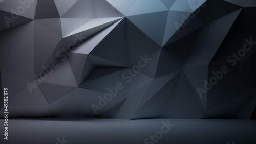 Angular Shaped 3D Wall Wallpaper with Grey Modern Surface. Premium 3D Render. photo
