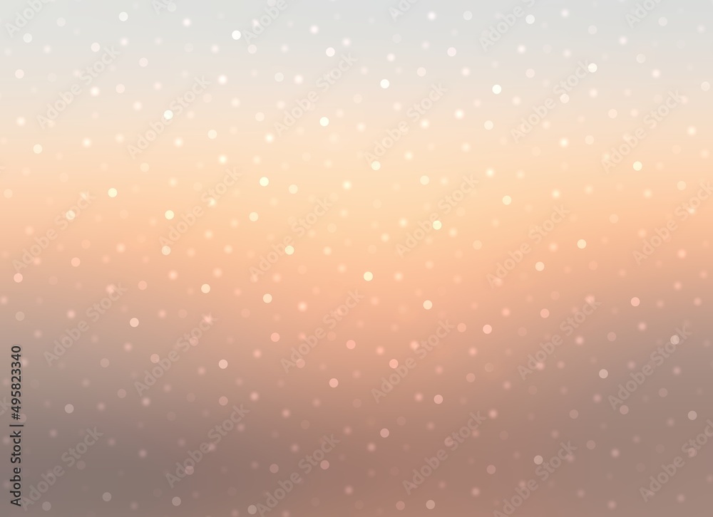 Romantic bokeh sparkles soft pattern on halftone orange blue grey blurred background. Abstract outside illustration of autumn or winter season.
