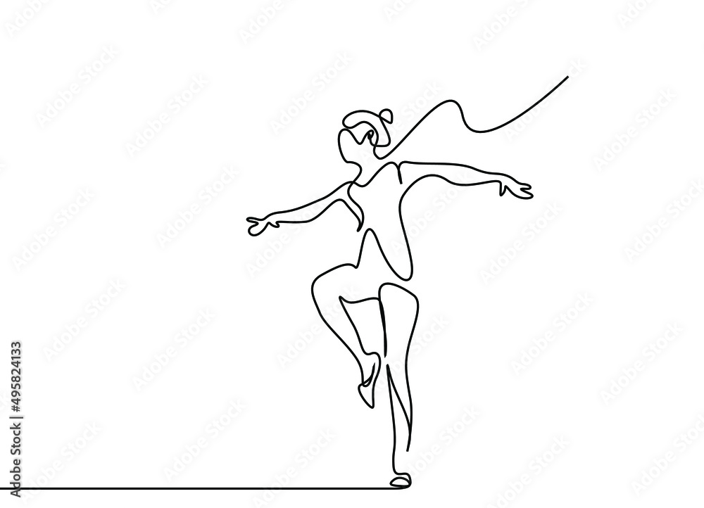 Fototapeta premium one ballerina dance woman scene full body line
