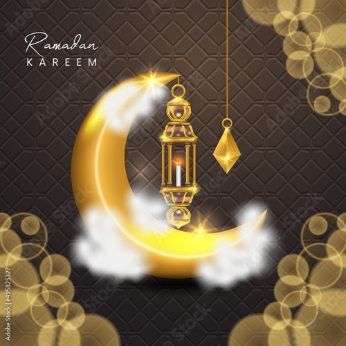 Ramadan Kareem Islamic Background with decorative Shape
