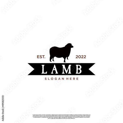 lamb logo design retro hipster vintage