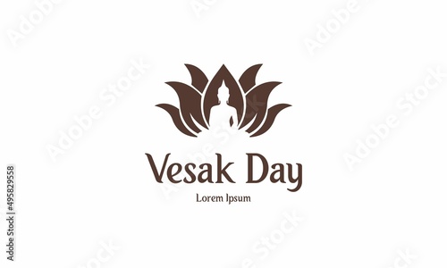 Fototapeta Naklejka Na Ścianę i Meble -  Happy vesak day or buddha purnima logo design