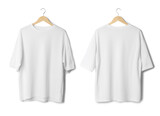 White oversize T shirt mockup hanging isolated on white background with clipping path.