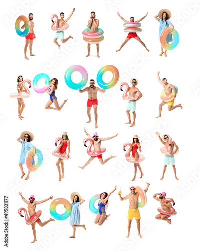 Set of people with inflatab...