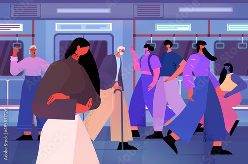 tired depressed woman passenger in subway train girl feeling desperate mental health diseases depression