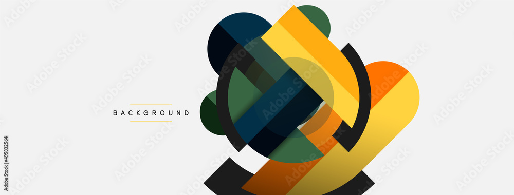 Geometric shapes composition abstract background. Circles lines and rectangles. Vector illustration for wallpaper banner background or landing page Geometric shapes composition abstract background. Circles lines and rectangles. Vector illustration for wallpaper banner background or landing page