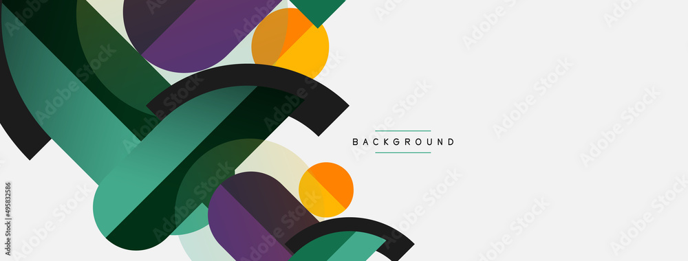 Geometric shapes composition abstract background. Circles lines and rectangles. Vector illustration for wallpaper banner background or landing page Geometric shapes composition abstract background. Circles lines and rectangles. Vector illustration for wallpaper banner background or landing page