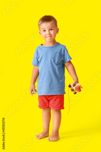 Cute little boy with wooden...